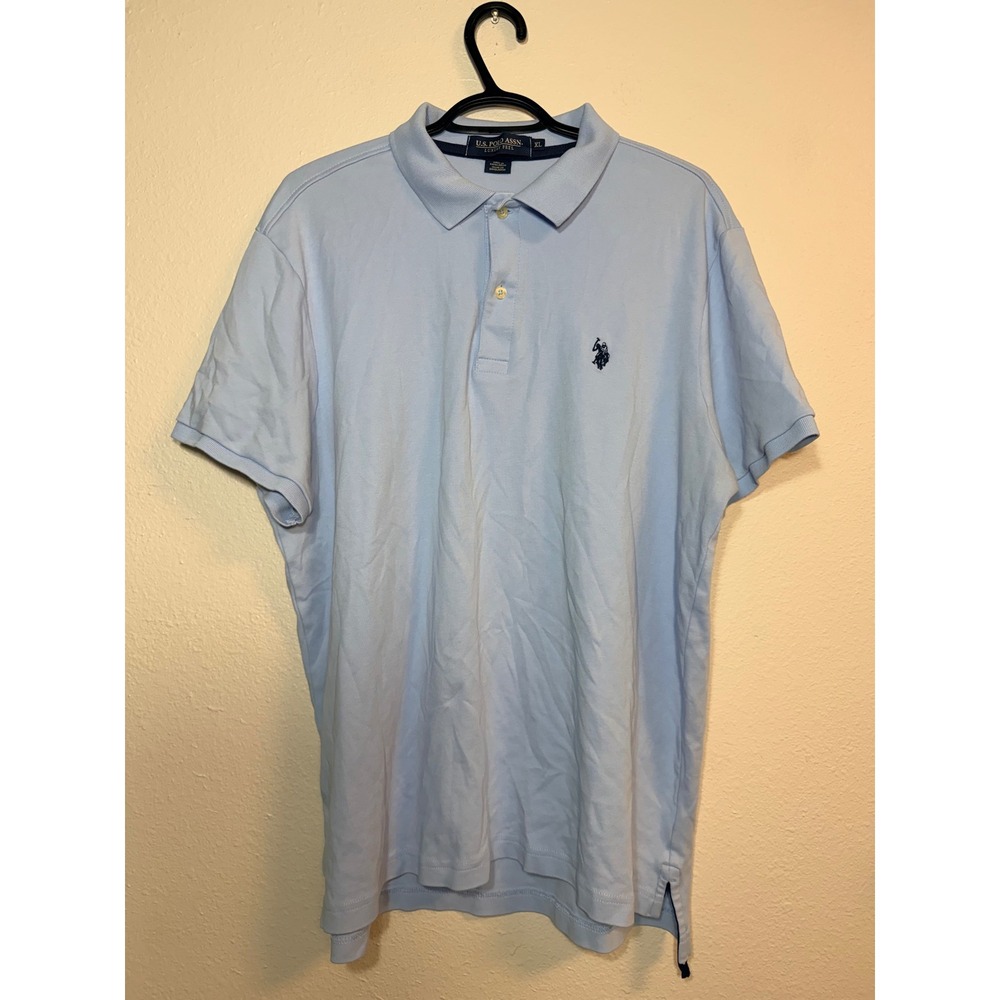 US Polo Assn Mens Luxury Feel Short Sleeve Polo Shirt Light Blue XL